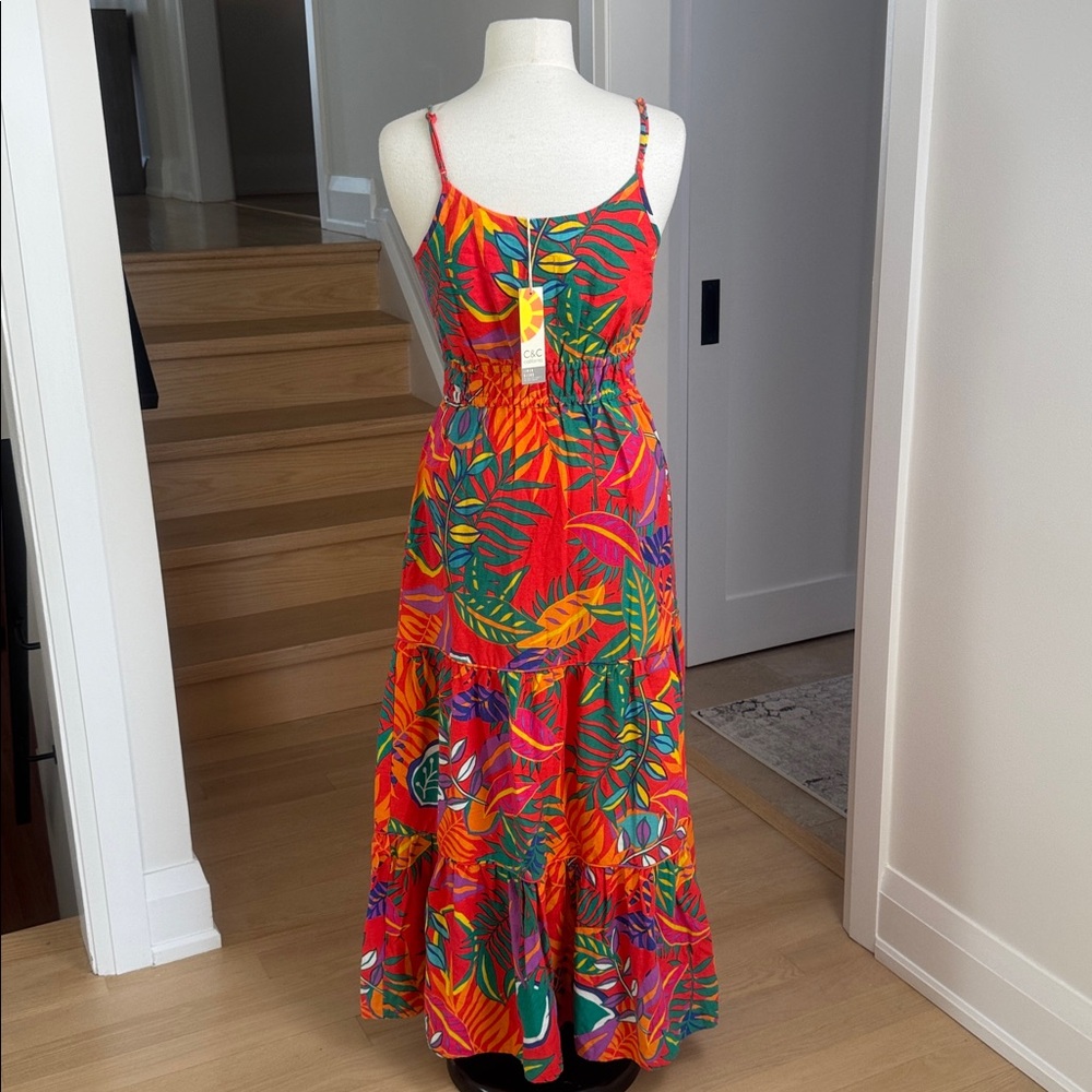 C&C California Tropical Linen Blend Maxi Dress – Size S – NWT - Picture 4 of 7